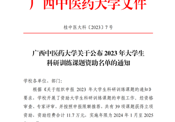 2023年kaiyun登录中国入口登录大学生科研训练课题立项名单